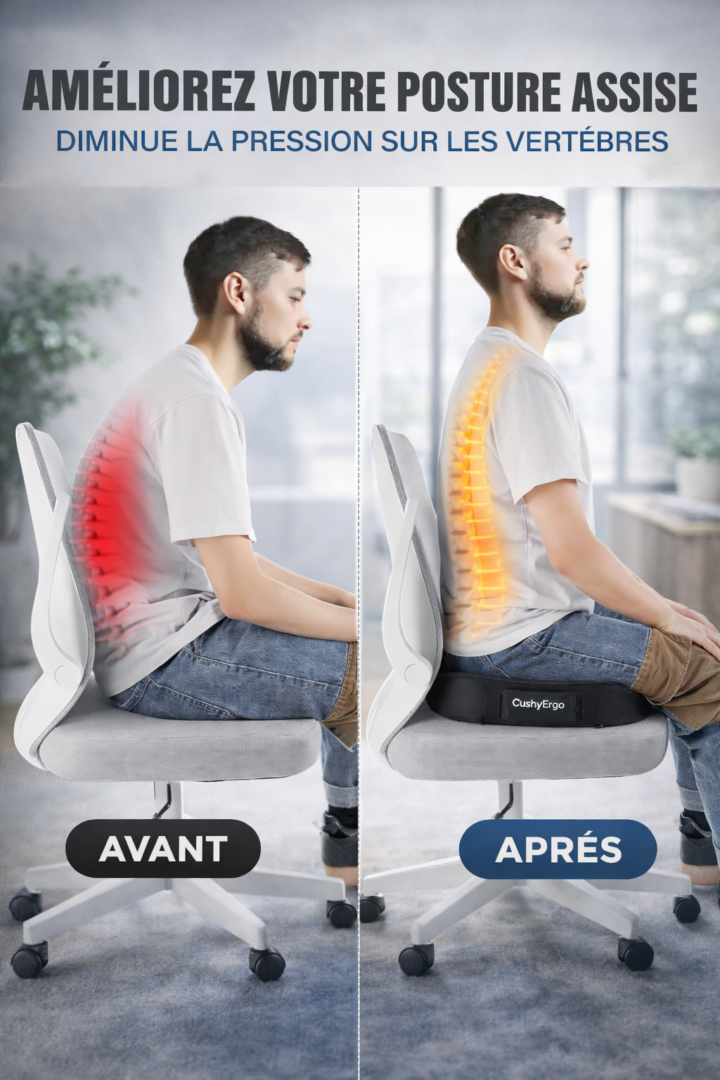 Coussin ergonomique mémoire de forme - confort longue durée